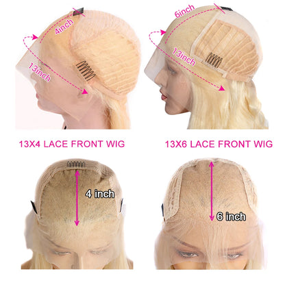 Lace-Front-Perücke Echthaar Blond glatt 38 Zoll – Ansicht 7