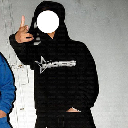 Vital™ StreetCore Oversized Letter-Embroidered Y2K Hoodie
